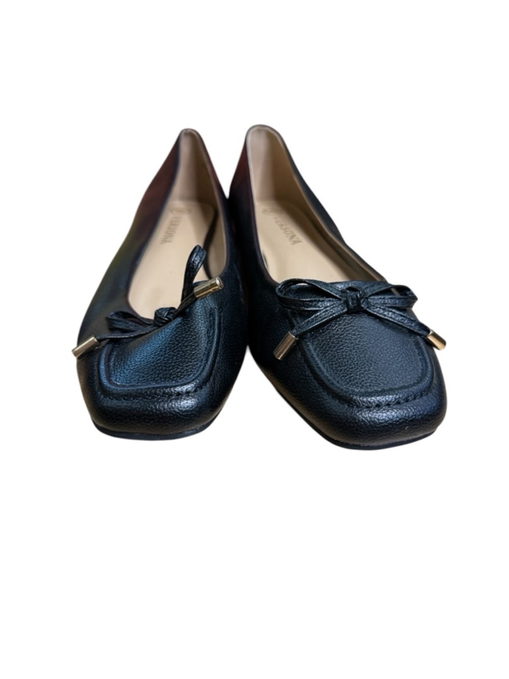 Women's Black Faux Leather Bow Accent Ballet Flats Size 7.5 - Picture 7 of 12